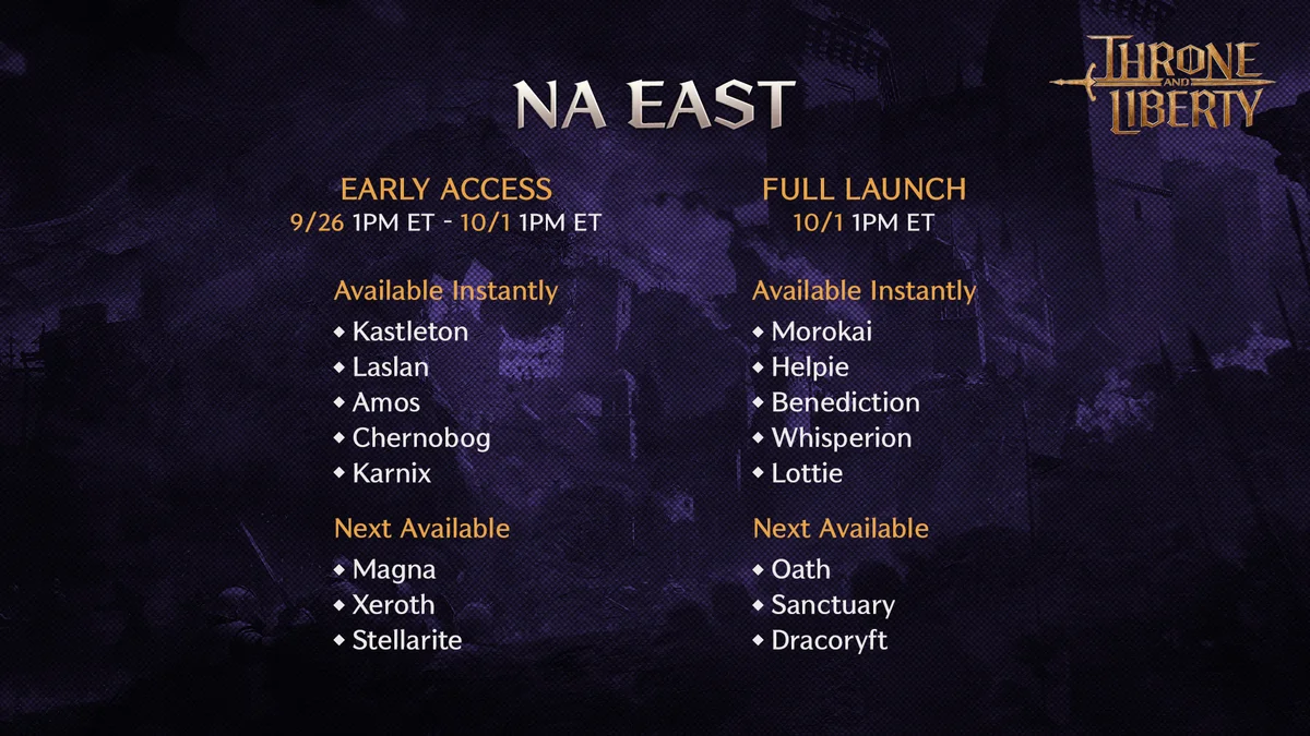 Launch Prep: THRONE AND LIBERTY Servers